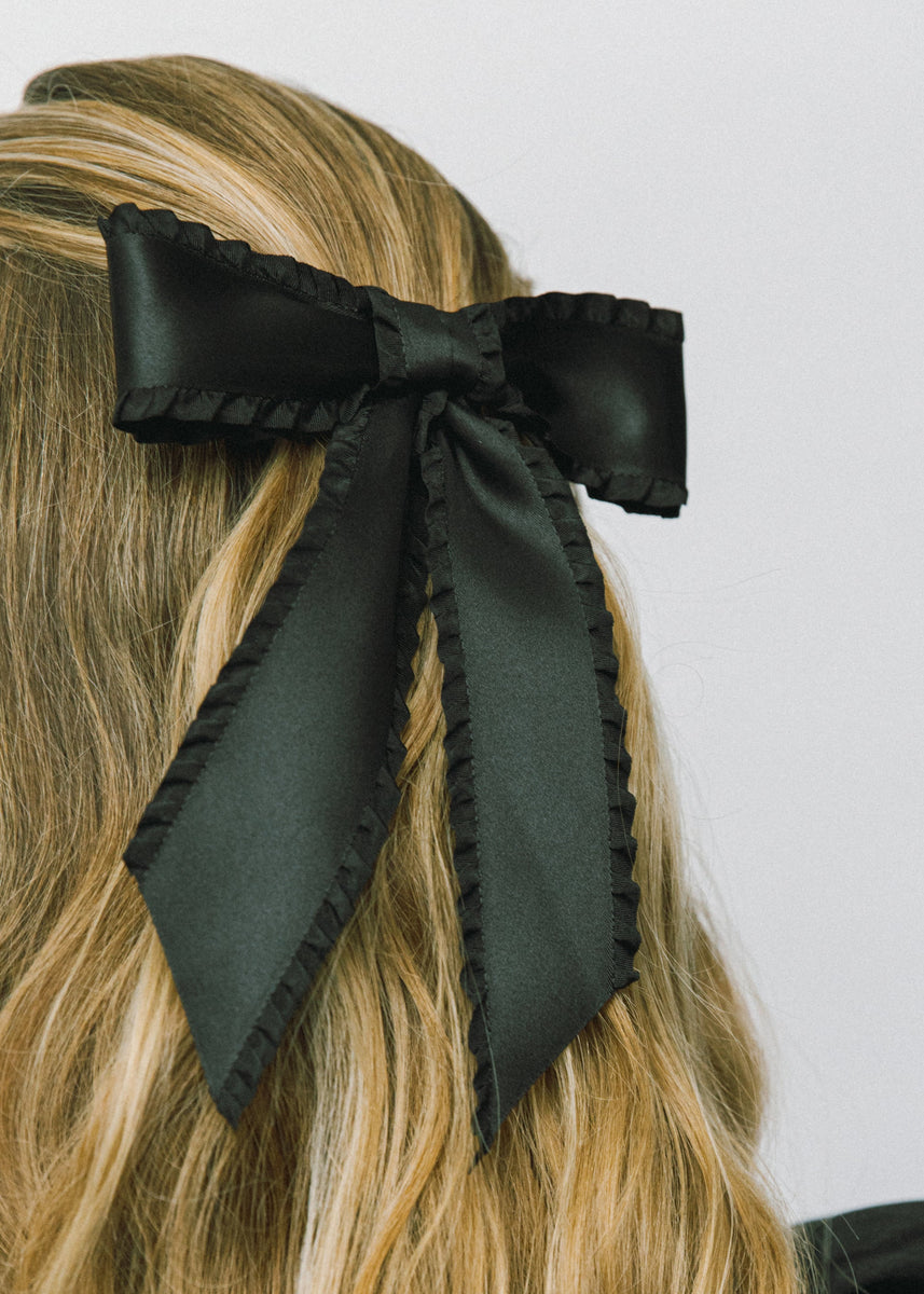 Jennifer BEHR Naples Satin Bow Hair Clip - Black