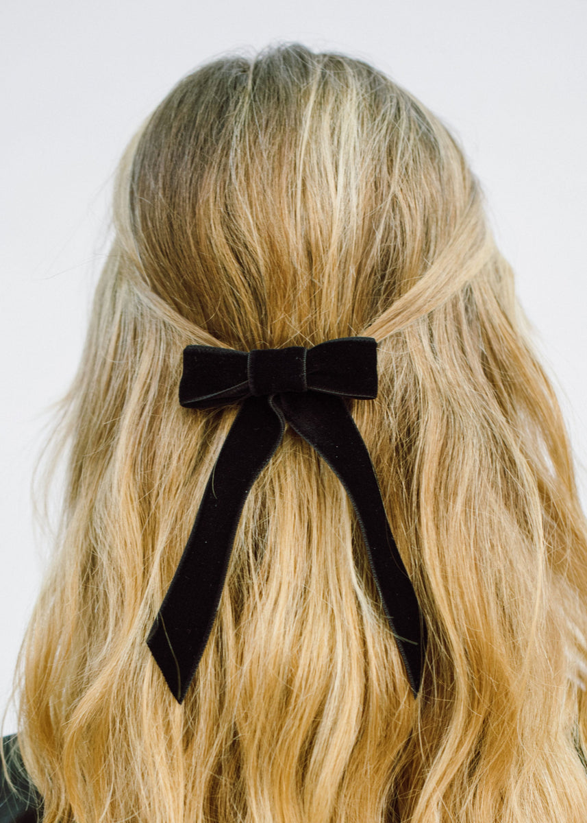 Classic Velvet Hair Bow Barrette – by Deanna
