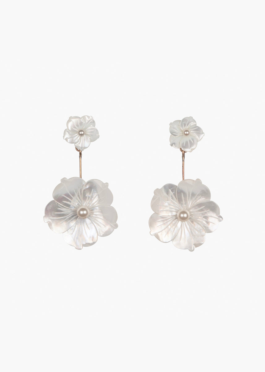 Mother Of Pearl Color Blossom Diamond Earrings