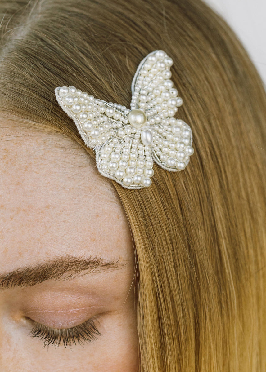 Glitter Diamond Pearl Butterfly Hair Clip