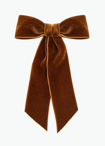 jfybrand Vintage Thin Velvet Ribbon Bow Hair Barrette Midnight / One Size