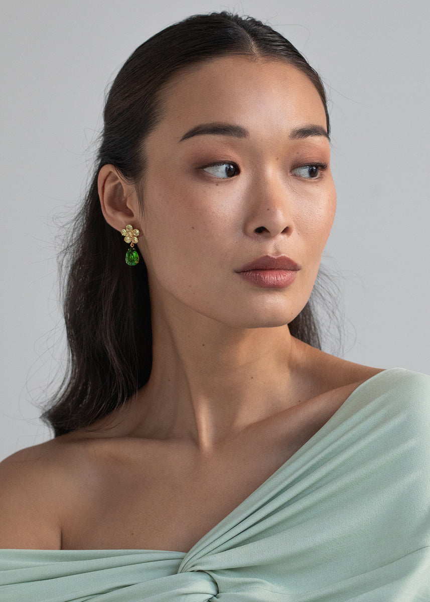Jennifer Behr 18kt gold plated Janna crystal drop earrings