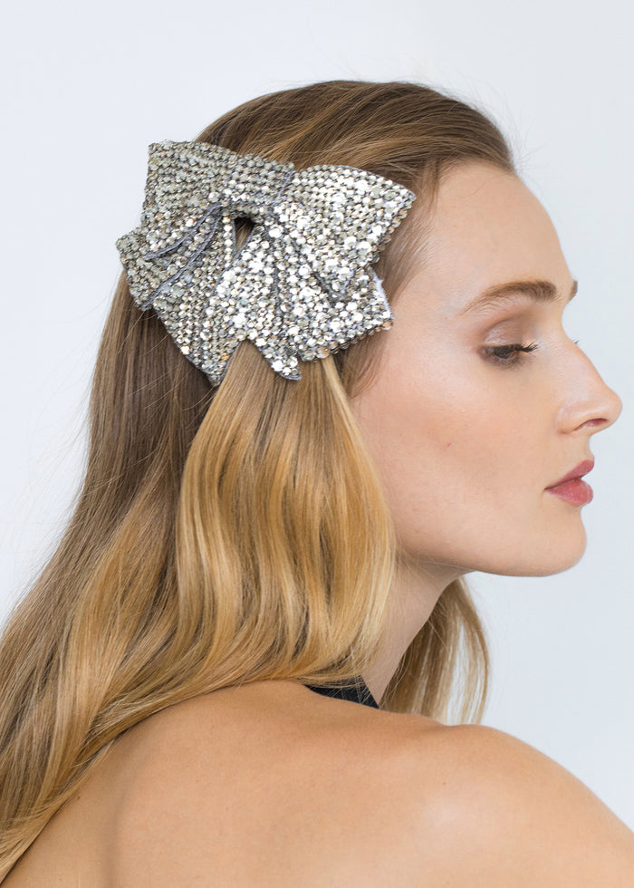 Jennifer Behr Bailey Pearl-Embellished Tulle Bow Hair Clip